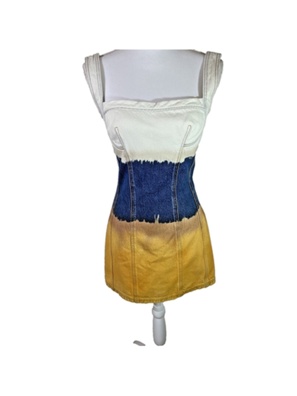 Alberta Ferretti Mini Dress Women's Sz 6 Oceanic Tie Dye Sleeveless Denim